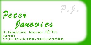 peter janovics business card